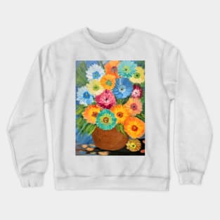 Some abstract flowers in metallic and neon paint in copper and gold vase Crewneck Sweatshirt